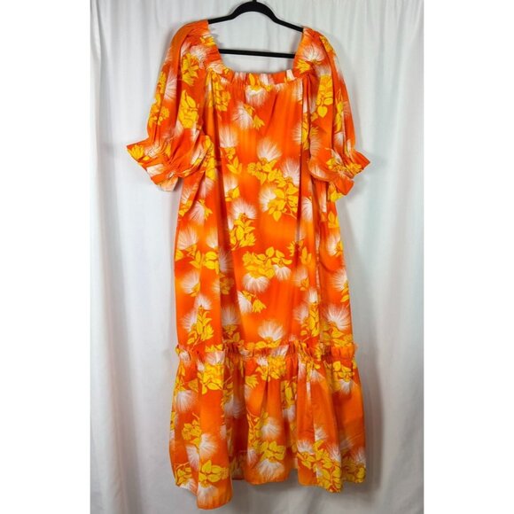Vtg Good Times Made in Hawaii Tropical Muumuu Maxi Dress Orange Yellow 4XL - Picture 7 of 7